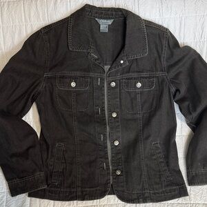 City Blues Koret Charcoal Button-Up Denim Jacket Size 10 Gray / Black